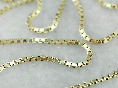 #ad 14K Solid Yellow Gold Box Chain Necklace Made In Italy $75.99