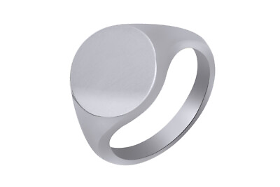 #ad Mens round Personalized Signet Ring 13mm 10K White Gold Holiday Sale $363.53