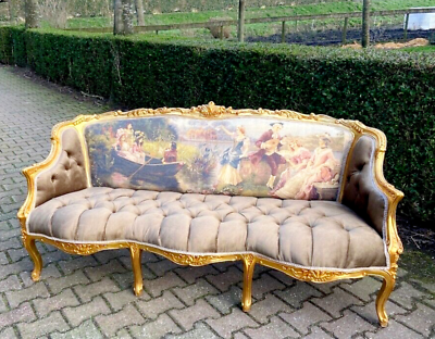 #ad Timeless Elegance Revived: Vintage French Louis XVI Style Settee $1900.00