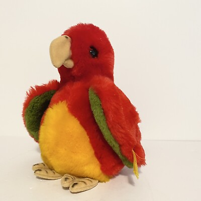 #ad Steiff Musical Parrot Macaw Plush Colorful Bird Stuffed Animal 10” Pull String $39.99