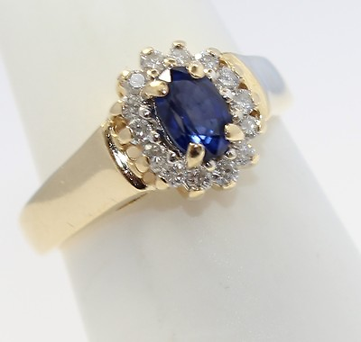 #ad 14k Yellow Gold Halo Style Diamond Ladies Ring $384.99