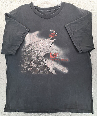 #ad VINTAGE Korn T Shirt Mens Large Black Follow The Leader Graphic Band Bravado Y2K $32.98