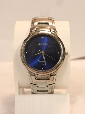 #ad Vintage Lorus Diamond Watch LR3914 Blue Dial Gift Dad Mom Classic $11.99