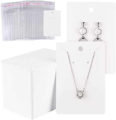 #ad 150 Set Earring Holder Cards Necklace Display Cards with 150Pcs Bags for Selling $15.33
