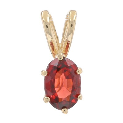 #ad Yellow Gold Garnet Solitaire Pendant 14k Oval .46ct $59.99