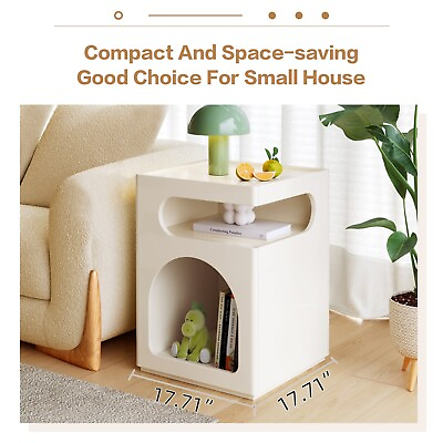 #ad Guyii Small Side Table Modern End Table Bedside Table with Storage Shelf White $247.91