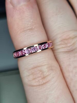 #ad 2Ct Round Cut Lab Created Diamond Wedding Eternity Ring 14K Rose Gold Plated $149.99