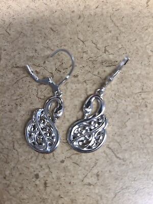 #ad Sterling Silver Swirl Pattern Swan Earrings 5.2 Grams TW $14.95