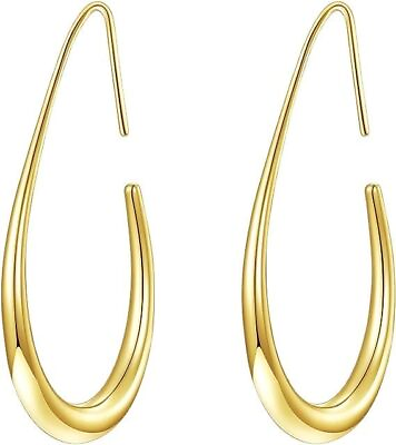 #ad Stunning Teardrop Hoop Earrings for Women 14k Real Gold White Gold Plated Li $30.06