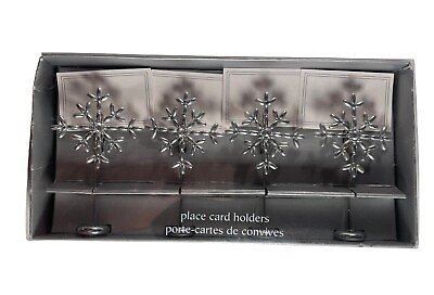 #ad Pier One Imports Silver Snowflake Gem Bling SET OF 4 Place Card Holders NEW $7.99