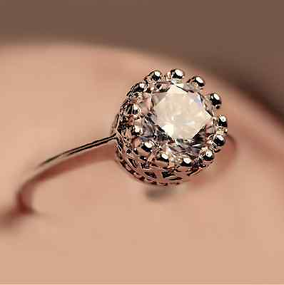 #ad #ad Pave CZ Royal Crown Silver Gold Engagement Wedding Solitaire Ring RS50 $8.99