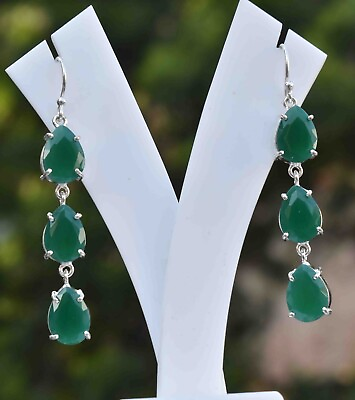 #ad Green Emerald 925 Sterling Silver Gemstone Handmade Jewelry Earring Size 2.10quot; $13.99