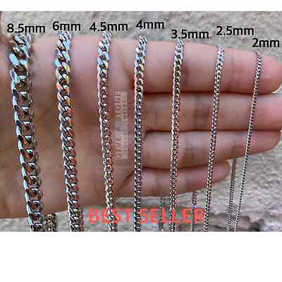 #ad Solid 925 Sterling Silver Miami Cuban Men Chain Necklace Everyday Chain SALE $110.00