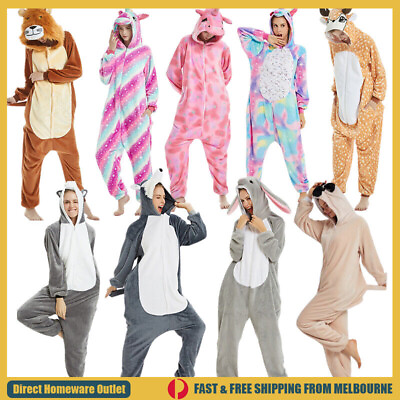 #ad Adult Kigurumi Animal Cosplay Unisex Pajamas Bodysuit Costume piece Unicorn $25.00