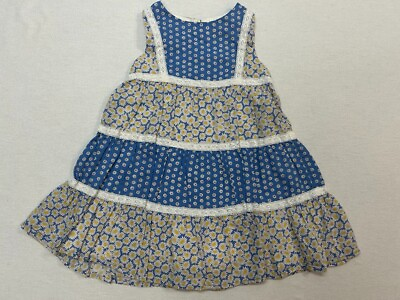 #ad Girl#x27;s MINI BODEN blue sleeveless floral Dress Sz 4 5 Yrs $18.50