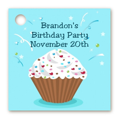 #ad Cupcake Boy Personalized Birthday Party Card Stock Favor Tags Set of 20 $7.25