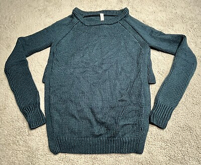 #ad Lululemon Merino Wool Sweater Womens 4 Long Sleeve Dark Teal 100% Knit Pullover $43.84