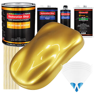 #ad Anniversary Gold Metallic Gallon URETHANE BASECOAT CLEARCOAT Car Auto Paint Kit $377.99