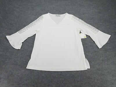 #ad Kasper Shirt Womens Medium White Lace Long Sleeve Blouse Ladies M NEW Tags $12.71