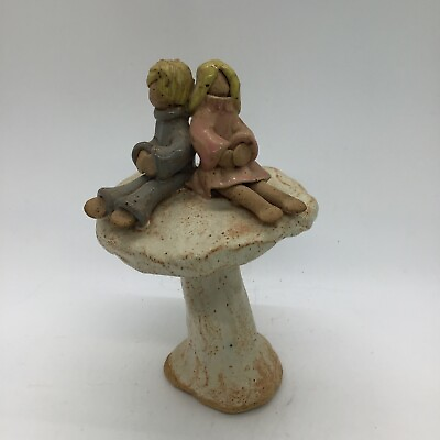 #ad Mushroom Studio Art Pottery Kids Couple Figurine Artist Signed $19.95