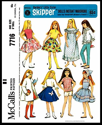 #ad #7716 McCall#x27;s SKIPPER Fashion Doll Garments Fabric Sewing Pattern Barbies Sis $5.49