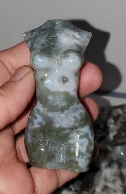 #ad 3quot; Natural Moss Agate Goddess Quartz Carved Crystal Gift Body Sculpture 1PC $25.00