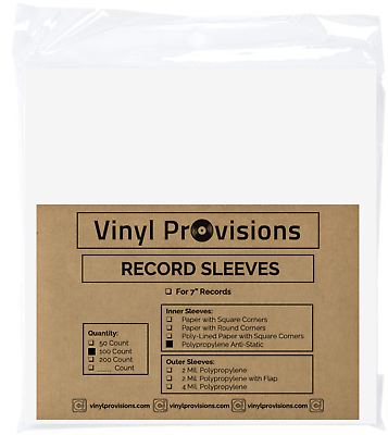 #ad 7 Inch Record Anti Static Inner Sleeves Fits 45 RPM 100 Pack $14.99