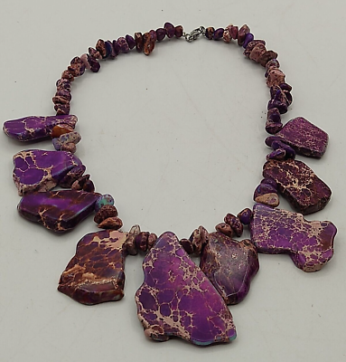#ad 17quot; Purple Sea Sediment Imperial Jasper Necklace Handmade in USA $29.00