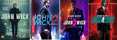 #ad John Wick Complete Keanu Reeves Movies Series Chapter 1 4 1 2 3 4 NEW DVD SET $13.87