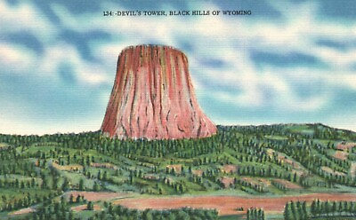 #ad Postcard WY Black Hills of Wyoming Devils Tower Linen Vintage PC J3623 $5.00
