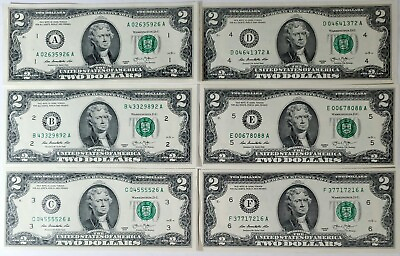 #ad 2013 Two Dollar Bills COMPLETE DISTRICT SET 12 Federal Reserve Notes With Sleeve $65.00