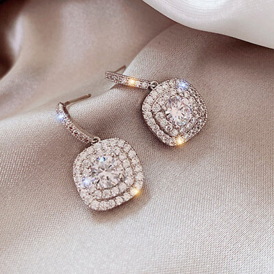 #ad Elegant 925 Silver Filled Drop Earring Women Cubic Zircon Wedding Jewelry Gift C $4.44