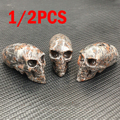 1 2Pcs Natural Yooperlite Alien skull Quartz Carved Crystal Gift Reiki Healing $18.99
