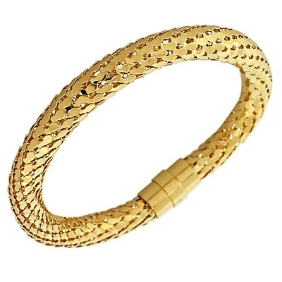 #ad EDFORCE Stainless Steel Yellow Gold Tone Tube Snakeskin Womens Bangle Bracelet $19.99