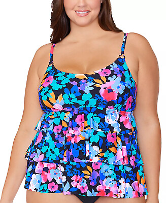 #ad Tankini Swim Top Floral Print Underwire Plus Size 20W ISLAND ESCAPE $44 NWT $9.99