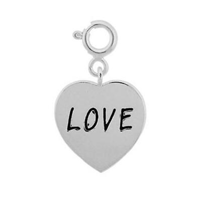 #ad 925 Silver Heart quot;Lovequot; Charm $15.22