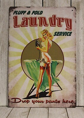 #ad Laundry Room Sexy Pinup Girl Tin Sign Metal Art Decor Vintage Style Funny XZ $10.97