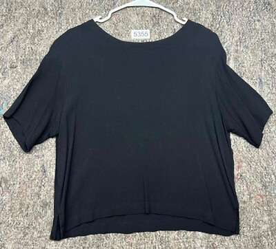 #ad Cut Loose Womens Top Blouse Black Round Neck M USA Made $24.99