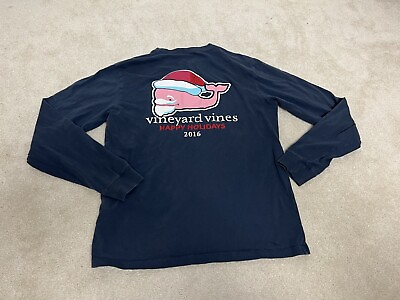 #ad Vineyard Vines Shirt Mens Extra Small Blue Christmas Preppy Graphic Whale Cotton $19.99