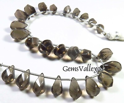 #ad Natural Brown Smoky Quartz Twisted Teardrop Gems Faceted Beads 10 17mm GV 2245 $20.29