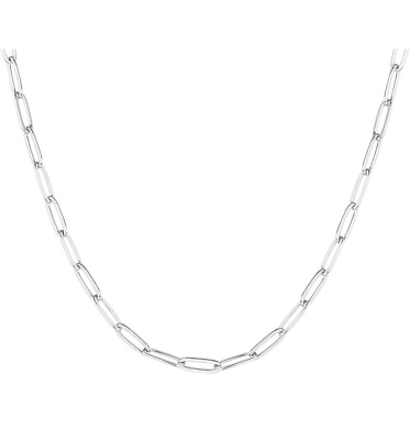 #ad 925 Solid Sterling Silver Paperclip Rolo Chain Necklace For Women 2.5mm $24.00
