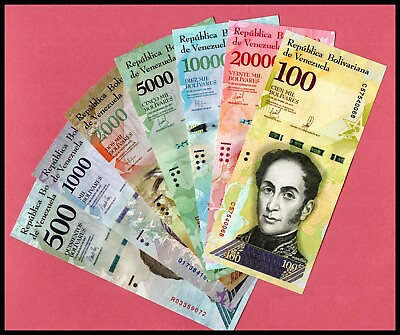 #ad Venezuela UNC Notes Set 500 100000 Bolivares 2016 2017 Lot 7 Pieces $2.45