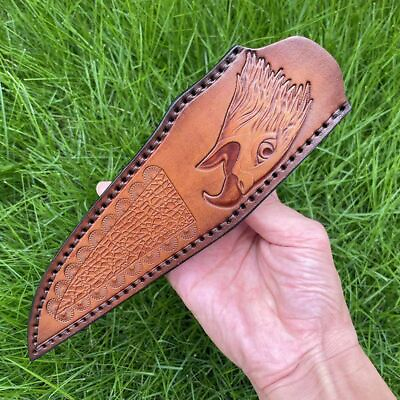 #ad Genuine Leather Engrave Handmade Sheath Belt Loop for 7.1#x27;#x27; Fixed Blade Knife $14.49