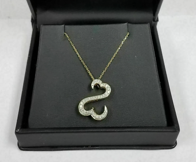 #ad 1.00 Ct Round Cut Diamond Open Heart Pendant Necklaces 14K Real Yellow Gold Over $69.65