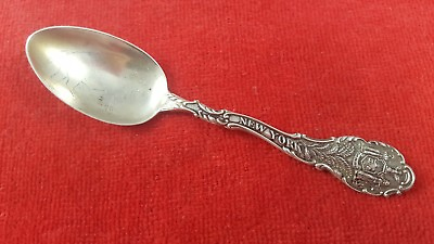 #ad Antique New York Sterling Silver Souvenir Spoon with State Seal amp; Buffalo 9772 $39.00