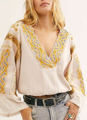#ad Free People NWT Crochet Embroidered Top NEW $75.00
