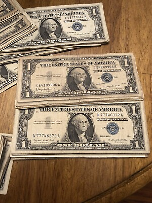 #ad #ad ✔ One 1957 Blue Seal $1 Dollar Silver Certificate VG VF Old US One Dollar Bill $3.79