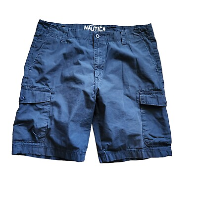 #ad NAUTICA Cargo Shorts Navy Blue Mens SIZE 36 $14.49