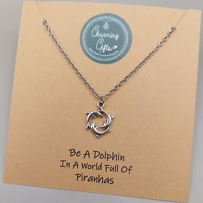 #ad Circling Dolphins Necklace Tibetan Silver Personalised Jewellery Gifts.. GBP 6.95
