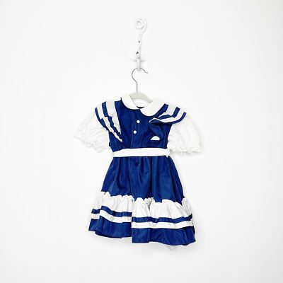 #ad VTG HADDAD BROTHERS Sailor Party Dress Navy blue layered ruffles USA Toddler 3 $27.20